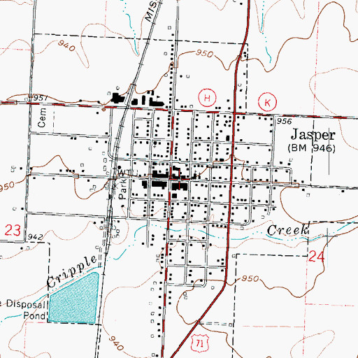 Topographic Map of Jasper, MO