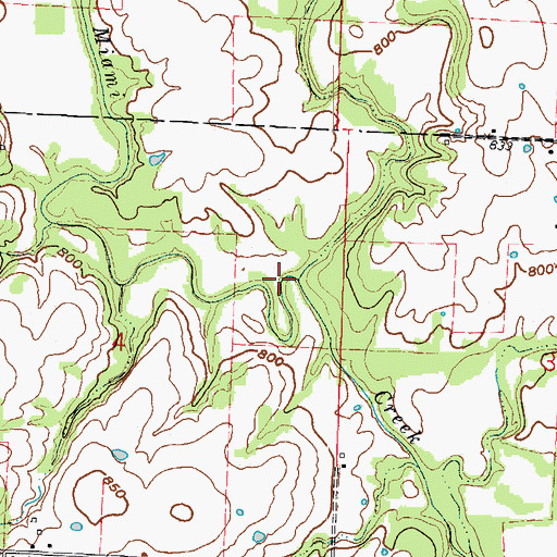 Topographic Map of Knob Creek, MO