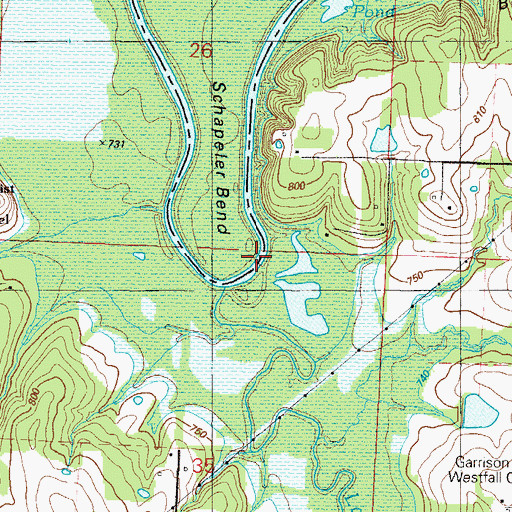 Topographic Map of Ladies Branch, MO