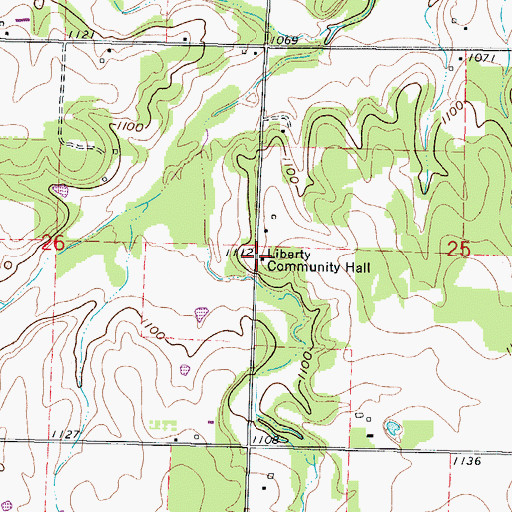 Topographic Map of Liberty Community Hall, MO