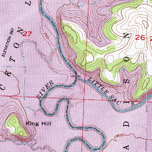 Topographic Map of Little Sac River, MO