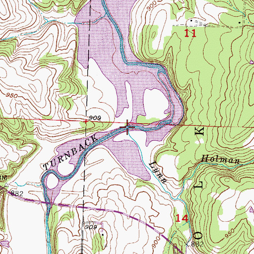 Topographic Map of Lynn Branch, MO