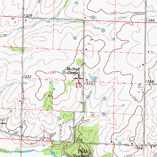 Topographic Map of McNeil Chapel, MO