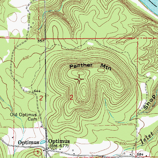 Topographic Map of Panther Mountain, AR