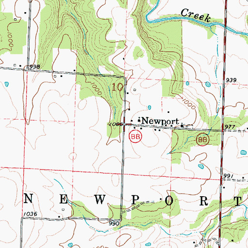 Topographic Map of Newport, MO