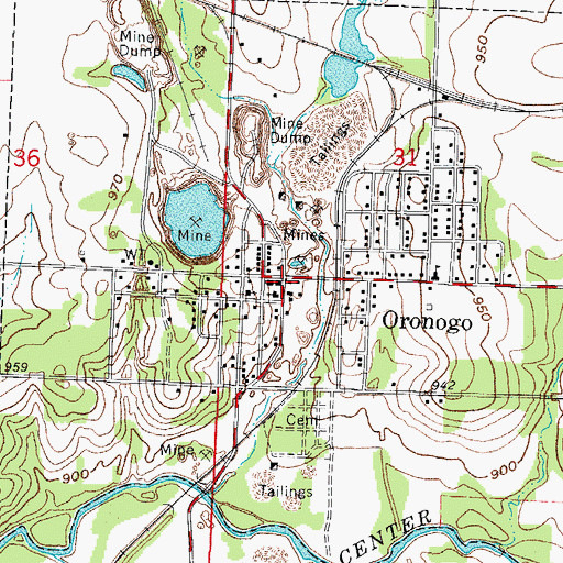Topographic Map of Oronogo, MO