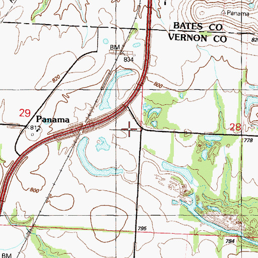 Topographic Map of Panama, MO