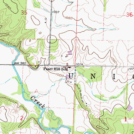 Topographic Map of Pearl Hill School (historical), MO