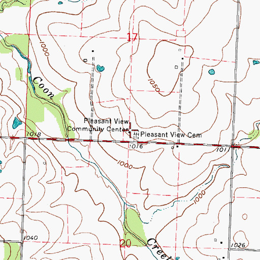 Topographic Map of Pleasant View Community Center, MO