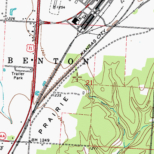 Topographic Map of Pools Prairie, MO