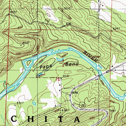 Topographic Map of Papa Bend, AR