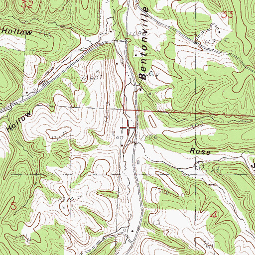 Topographic Map of Rose Spring Hollow, MO