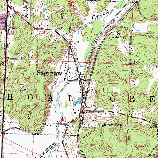 Topographic Map of Saginaw, MO