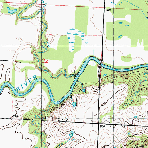 Topographic Map of Shiloh Creek, MO