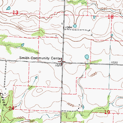 Topographic Map of Smith Community Center, MO