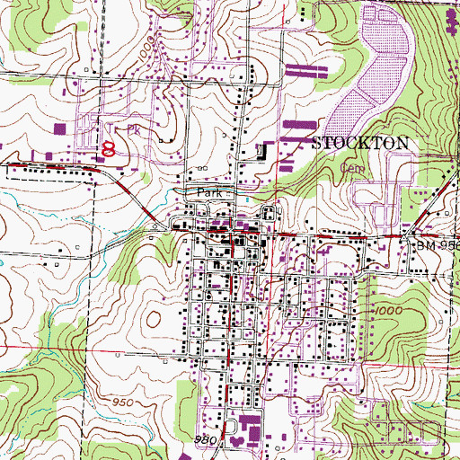 Topographic Map of Stockton, MO