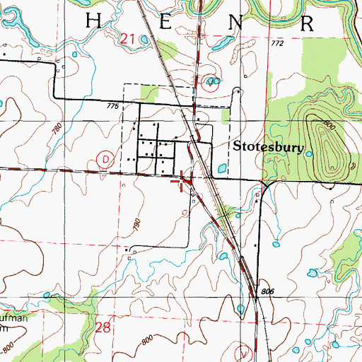 Topographic Map of Stotesbury, MO
