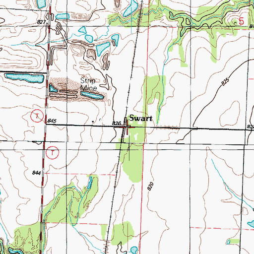 Topographic Map of Swart, MO