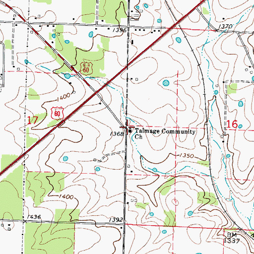 Topographic Map of Talmage Community Church, MO