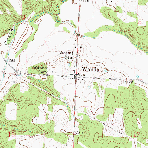 Topographic Map of Wanda, MO