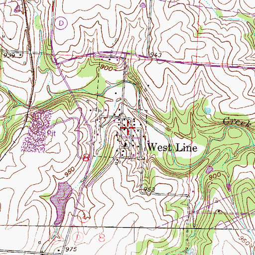 Topographic Map of West Line, MO