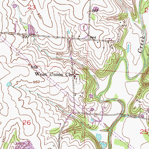 Topographic Map of West Union Church, MO