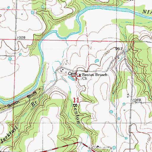 Topographic Map of Benton Branch Church, MO