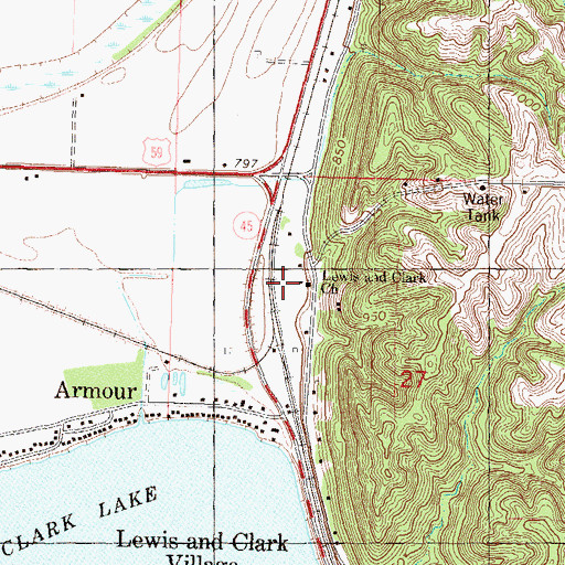 Topographic Map of Lewis and Clark Church, MO
