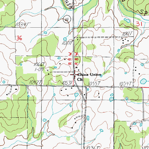 Topographic Map of China Union Church, MO