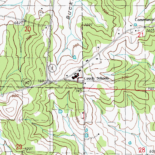 Topographic Map of Couch Schools, MO