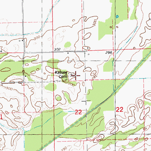Topographic Map of Kelsey Cemetery, MO