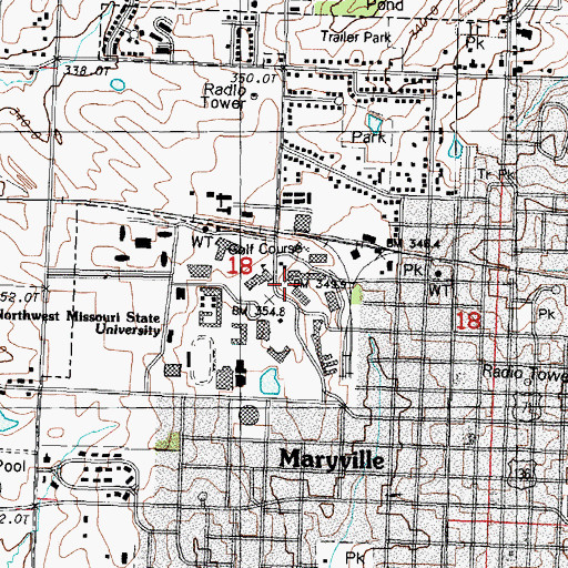 Topographic Map of Northwest Missouri State University, MO