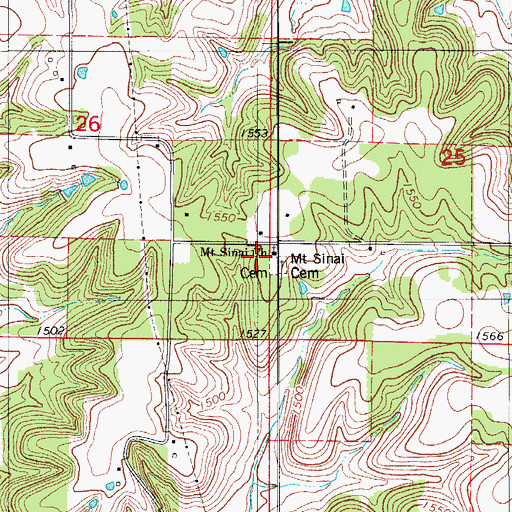 Topographic Map of Mount Sinai Church, MO
