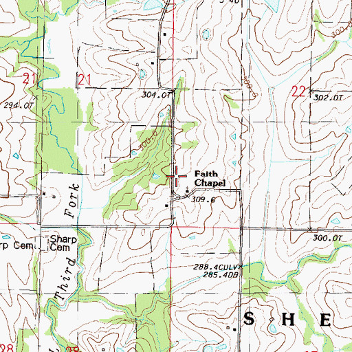 Topographic Map of Faith Chapel, MO