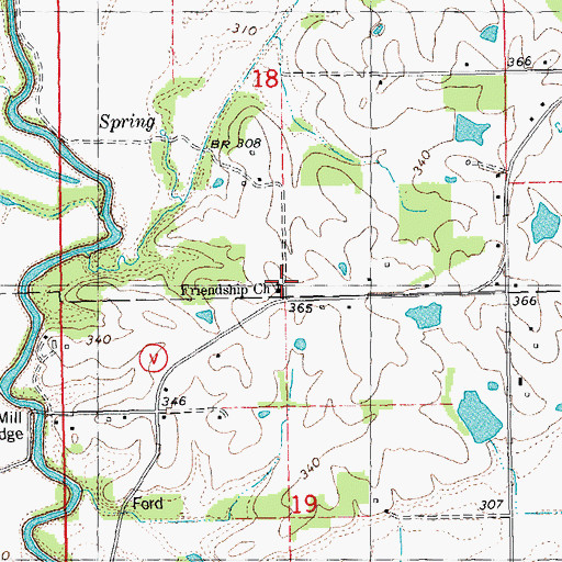 Topographic Map of Friendship Church, MO