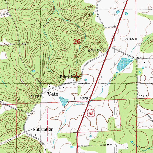 Topographic Map of Riley Cemetery, MO