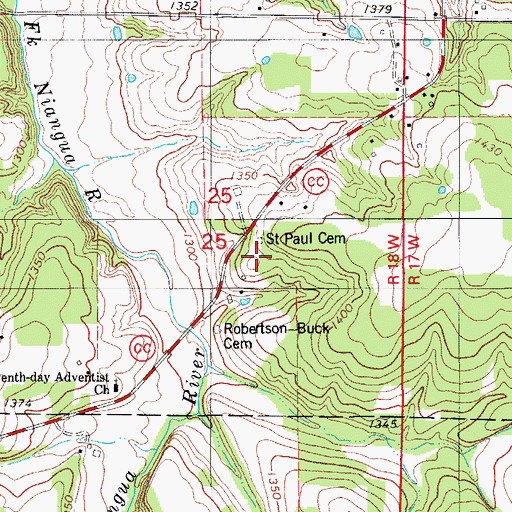 Topographic Map of Saint Paul Cemetery, MO