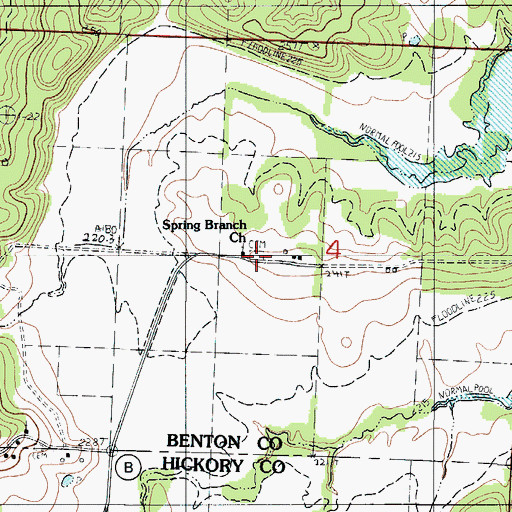 Topographic Map of Spring Branch Church, MO