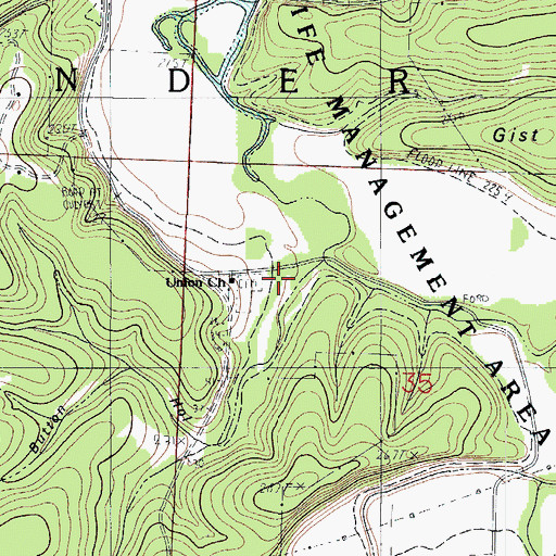 Topographic Map of Union Church, MO