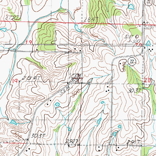 Topographic Map of Foster Cemetery, MO