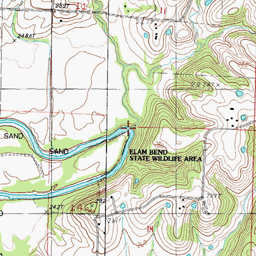 Topographic Map of Jones Branch, MO