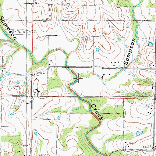 Topographic Map of Little Sampson Creek, MO