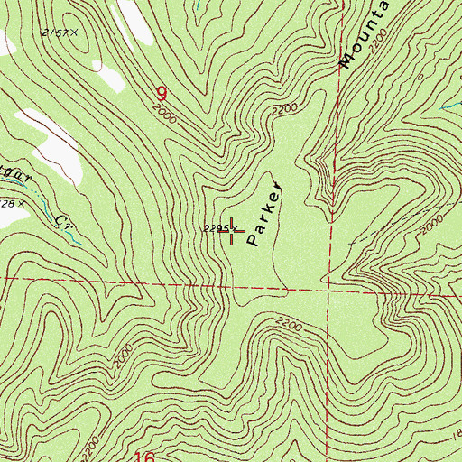 Topographic Map of Parker Mountain, AR