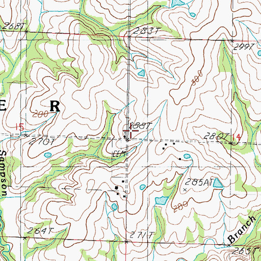 Topographic Map of New Hope Church, MO
