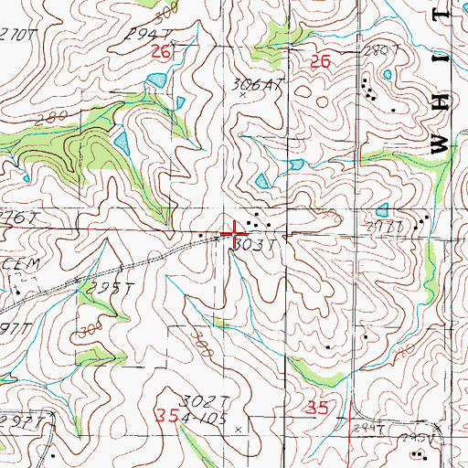 Topographic Map of Pleasant Ridge School, MO