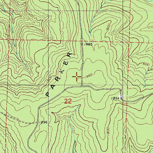 Topographic Map of Parker Ridge, AR