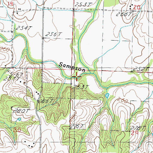 Topographic Map of White Oak Creek, MO