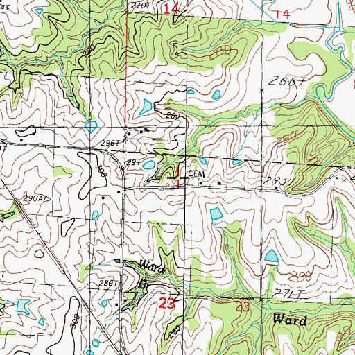 Topographic Map of Wright Cemetery, MO
