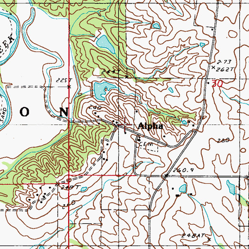 Topographic Map of Alpha, MO