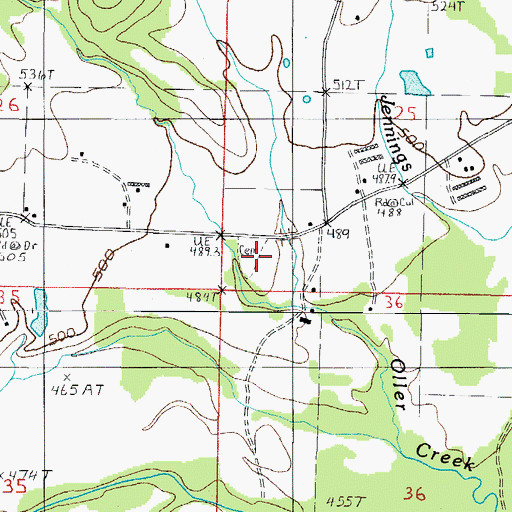 Topographic Map of Parks Cemetery, AR